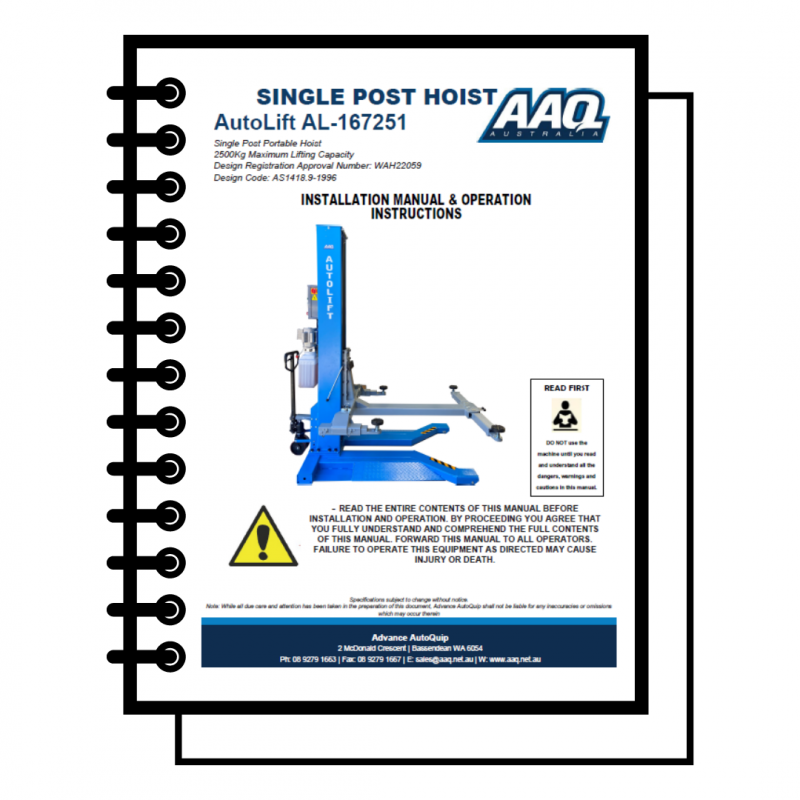 AL-167251 Single Post Hoist Installation Manual