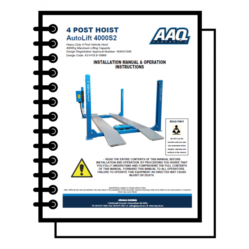 AL-4000 4 post vehicle hoist installation manual