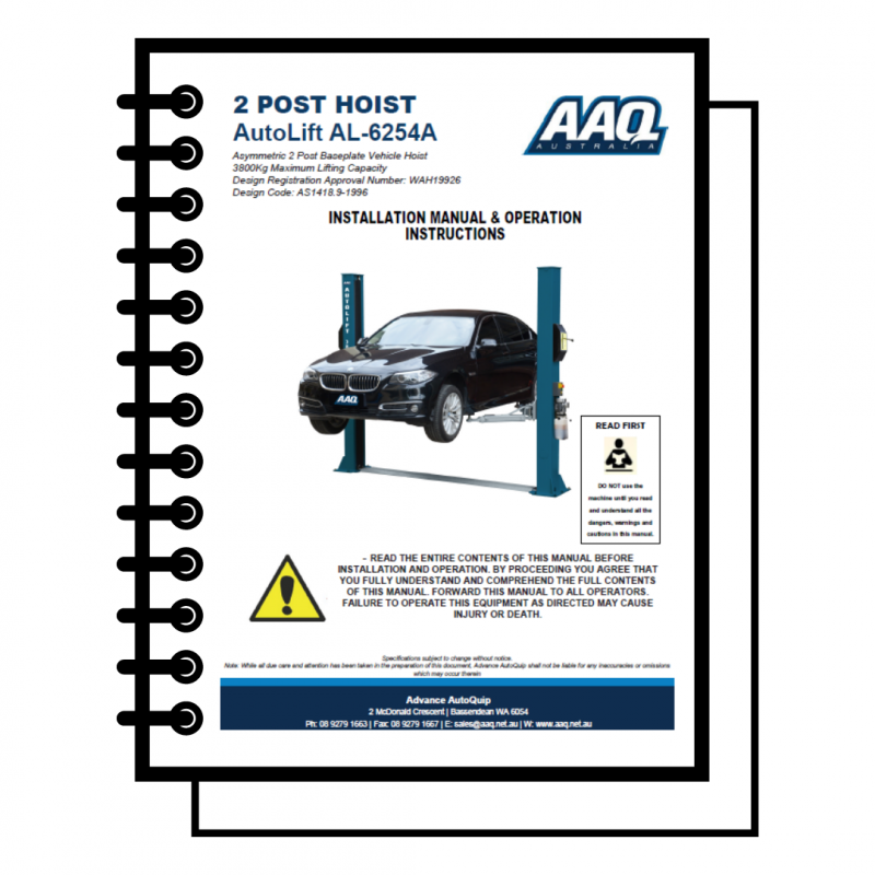 AL-6254a 2 post vehicle hoist installation manual