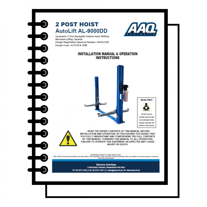 AL-9000DD 2 post vehicle hoist installation manual