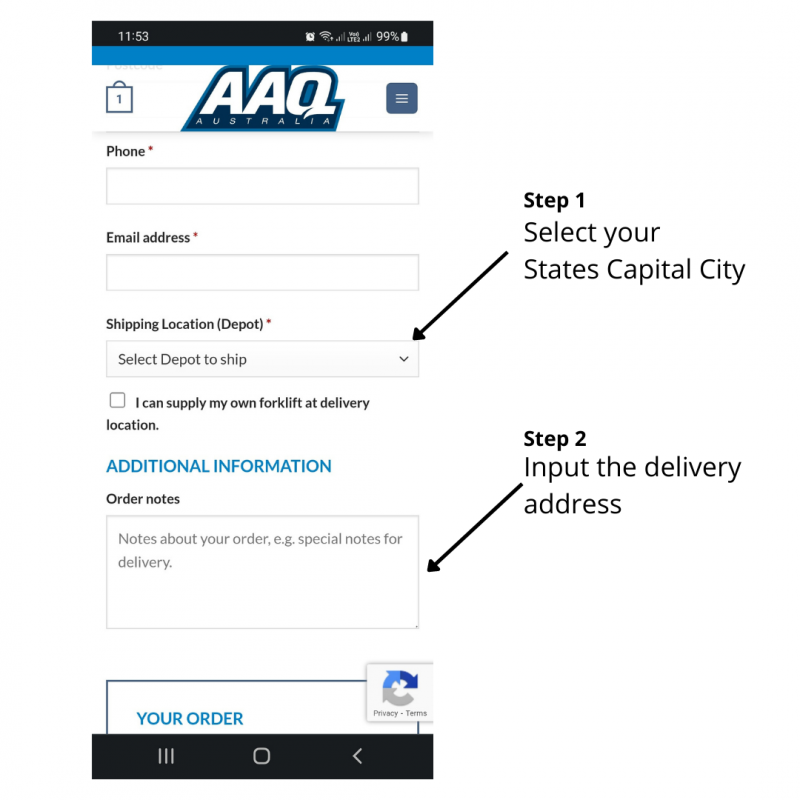 AAQ Checkout Instructions shipping calculator
