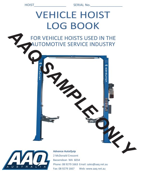 Vehicle Hoist Log Book