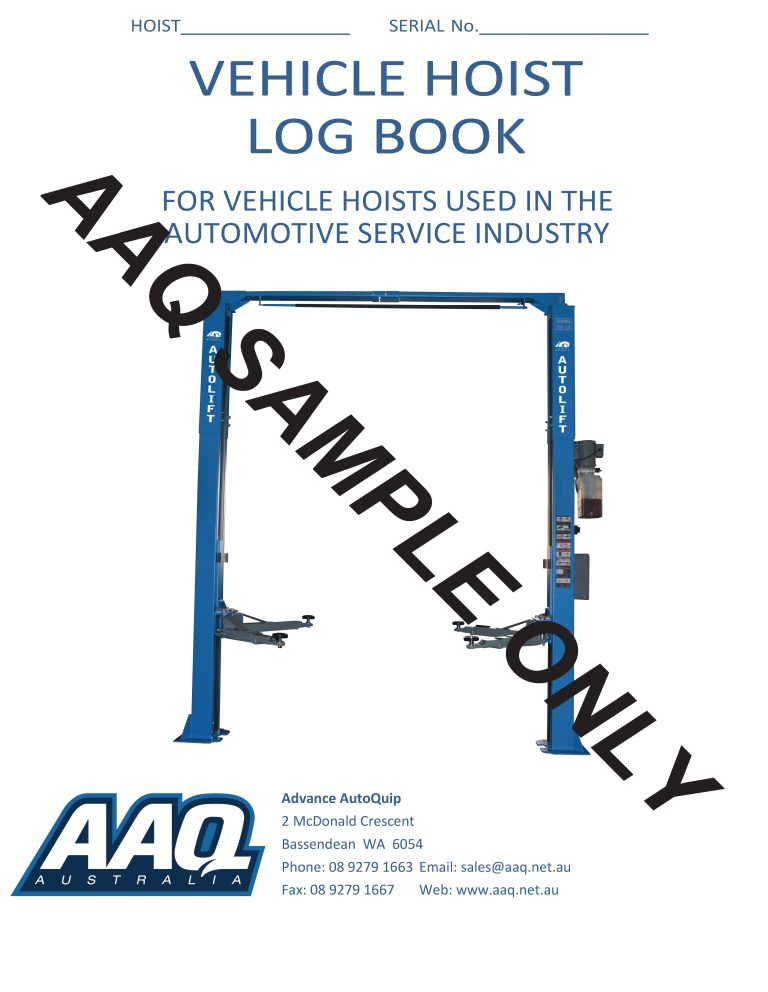 Buy Vehicle Hoist Log Book